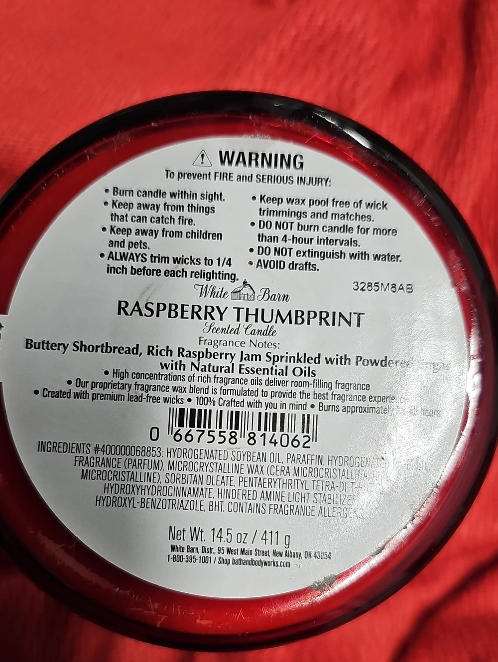 White Barn Bath & Body Works Raspberry Thumbprint 3-Wick Candle NWT - Picture 4 of 4